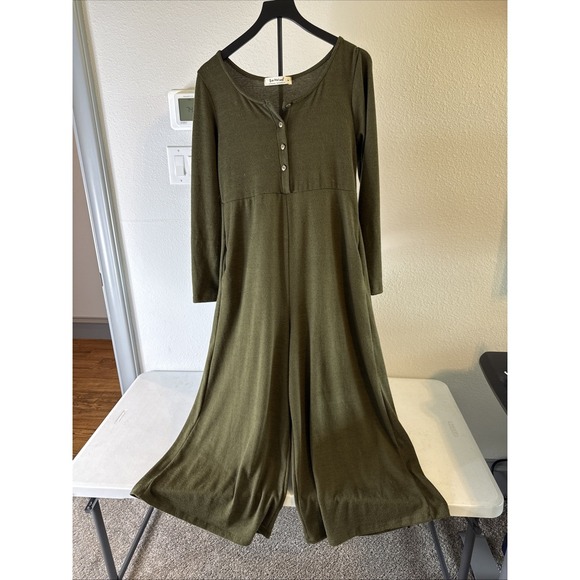 Three Bird Nest Pants - Three Bird Nest Women's Comfy Wide Leg Jumpsuit Green Size Medium